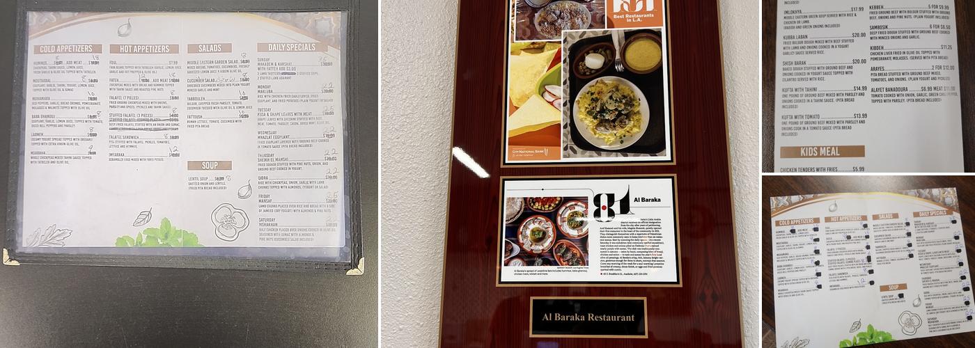 Al Baraka Restaurant Menu