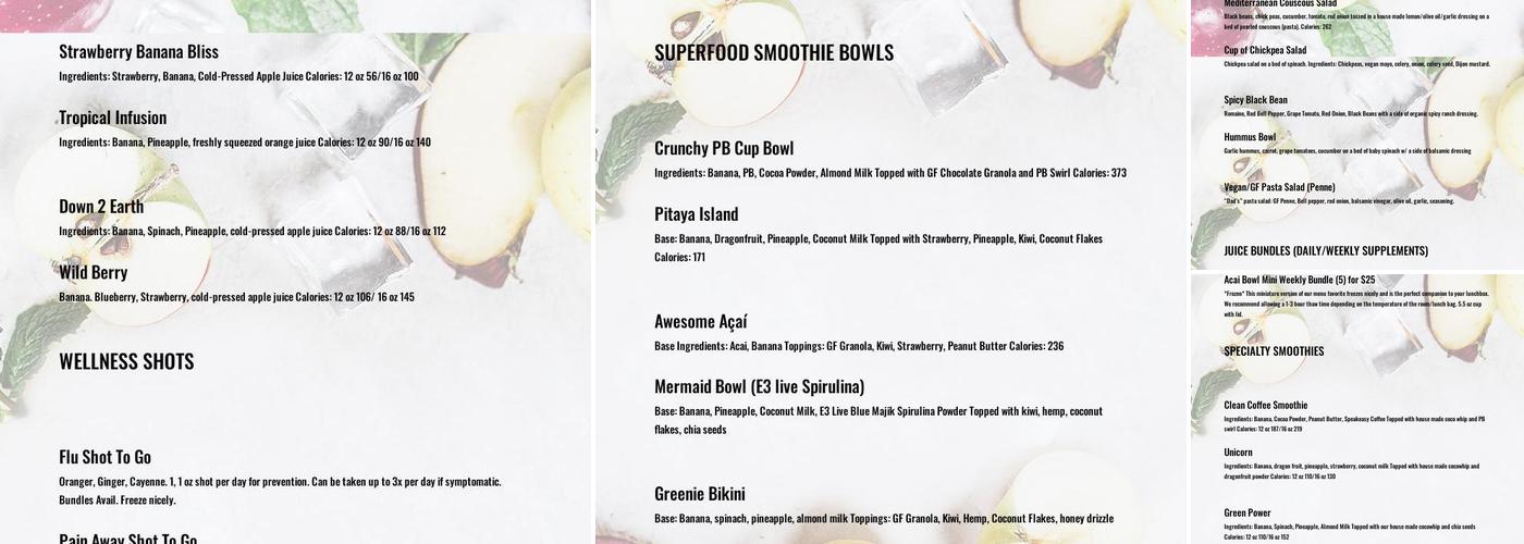 Raw Replenish Souderton Menu