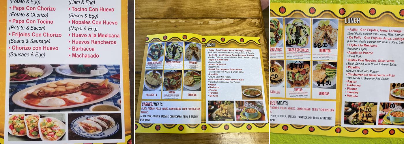 Mexitaco Menu