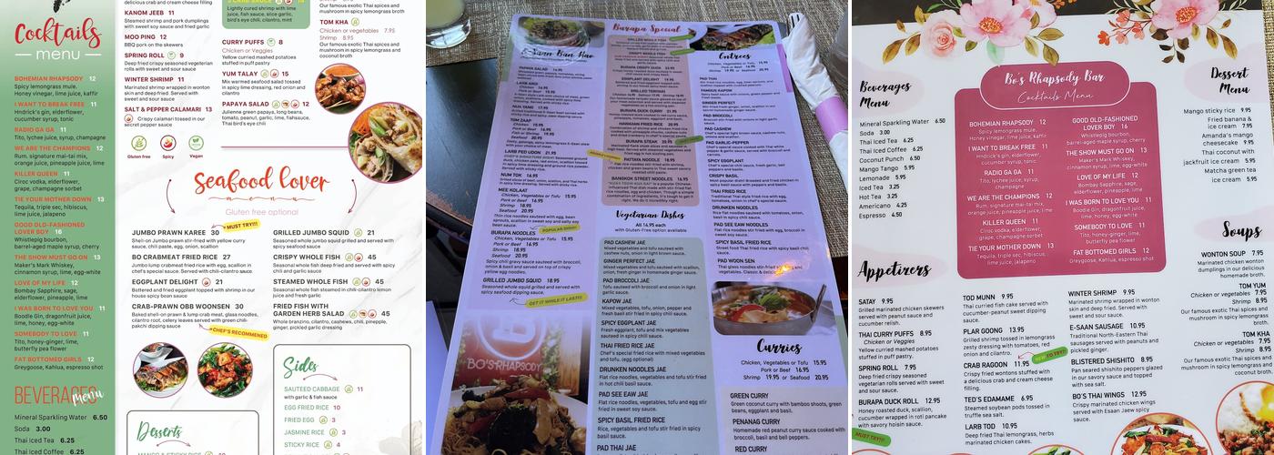 Vienna Thai and Bar Menu