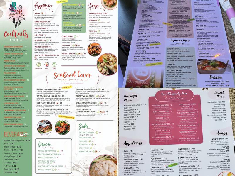 Vienna Thai and Bar Menu