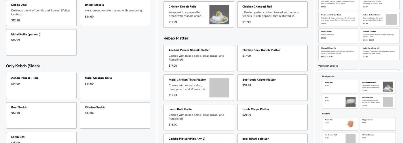 Miyaji kebab & rumali rolls Menu