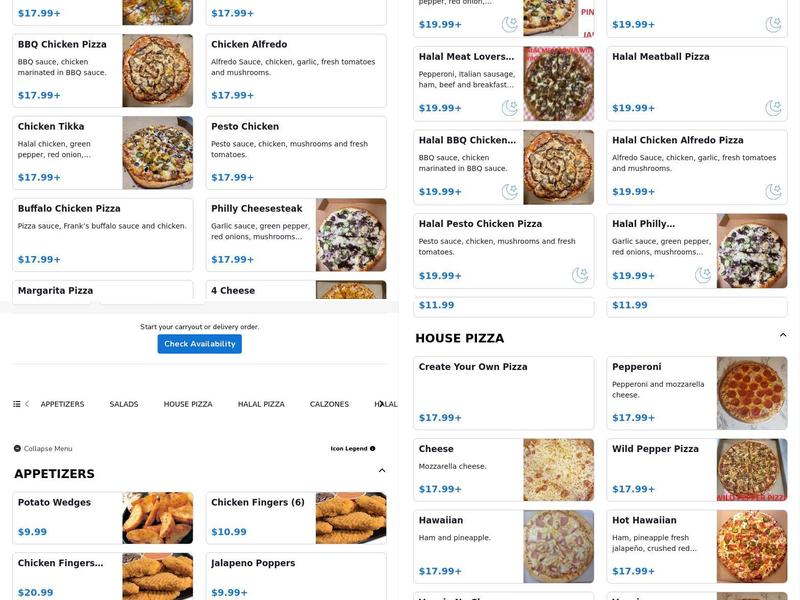 wild pepper pizza 2 Menu