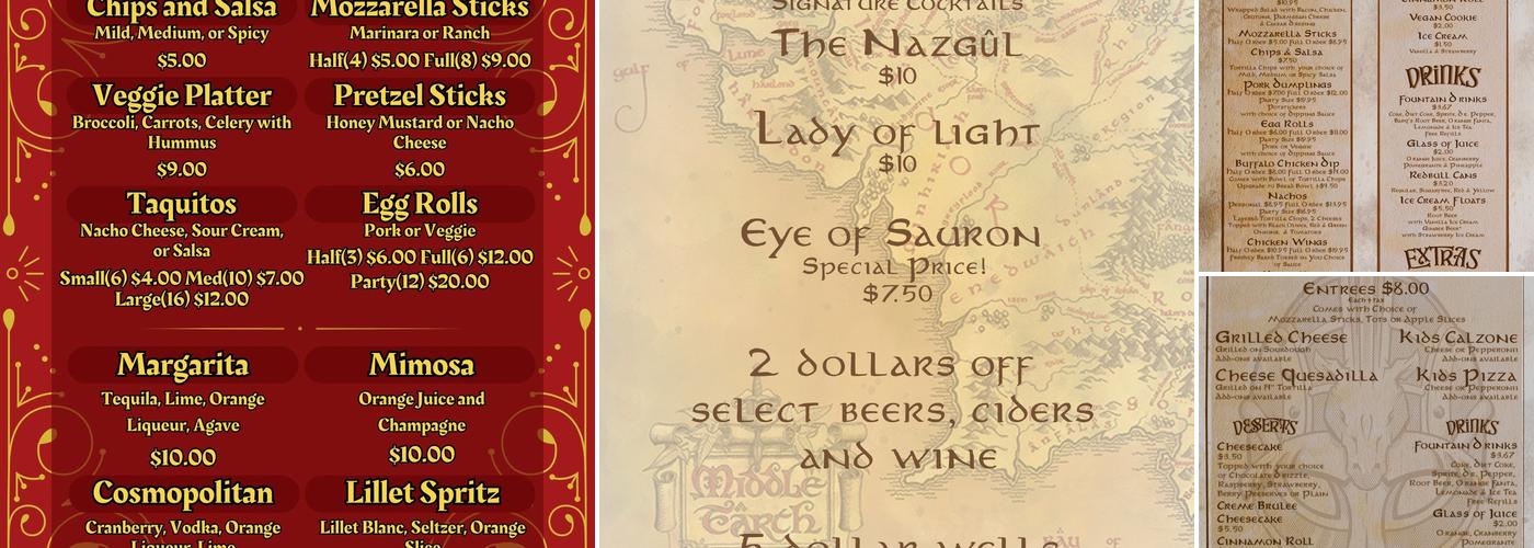 Gamer’s Keep Tavern Menu