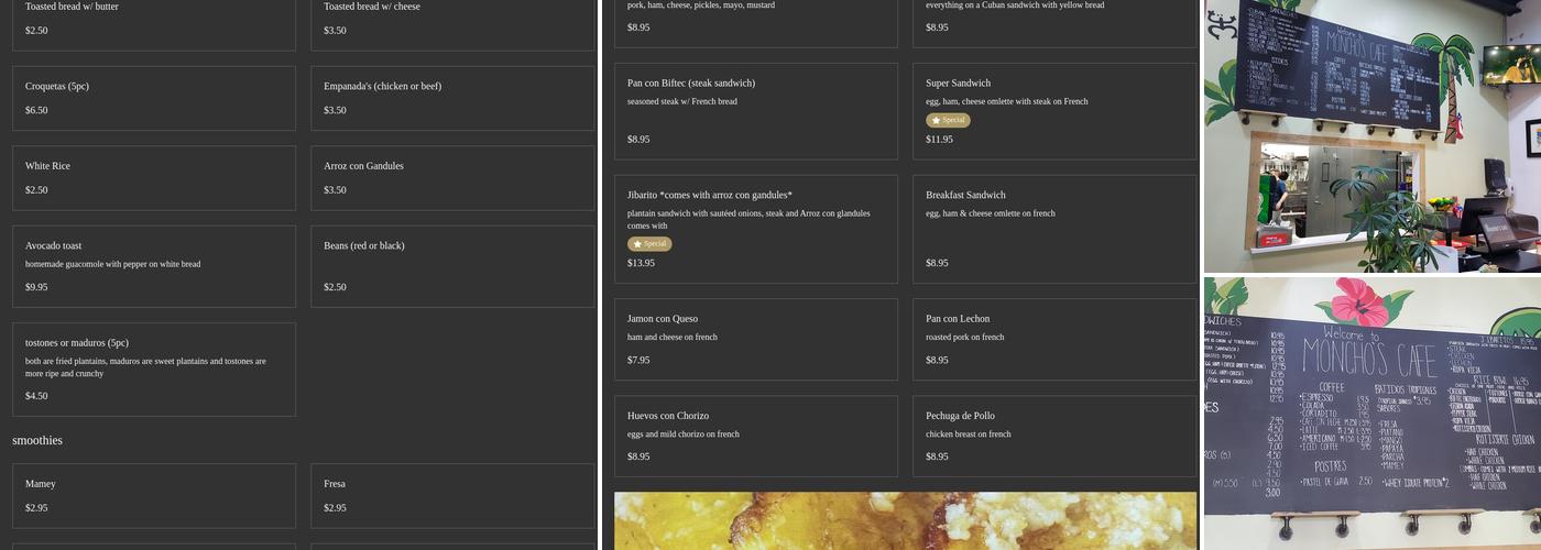 Moncho’s Café Menu
