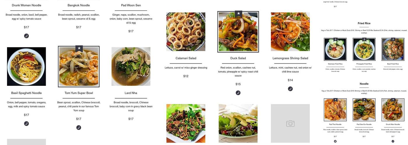 Maya Thai Eatery Menu