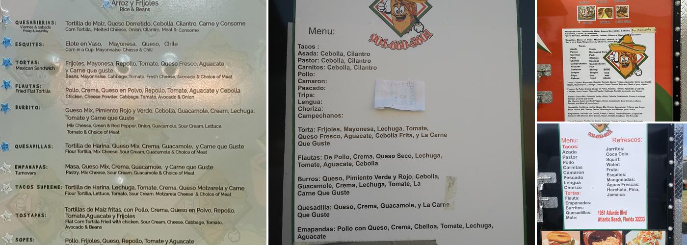 Tacos El Guache Menu