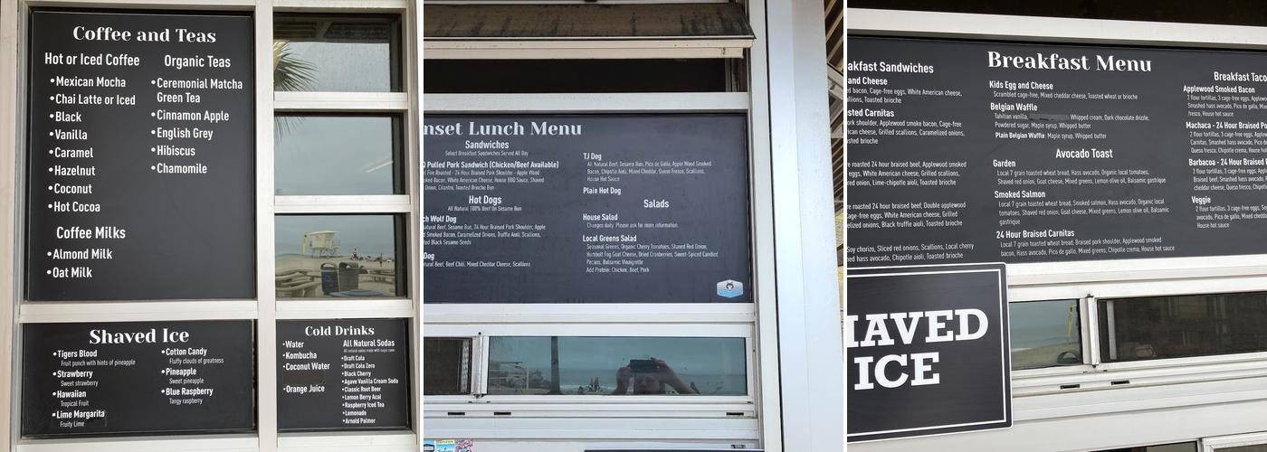 Beach wolf Menu