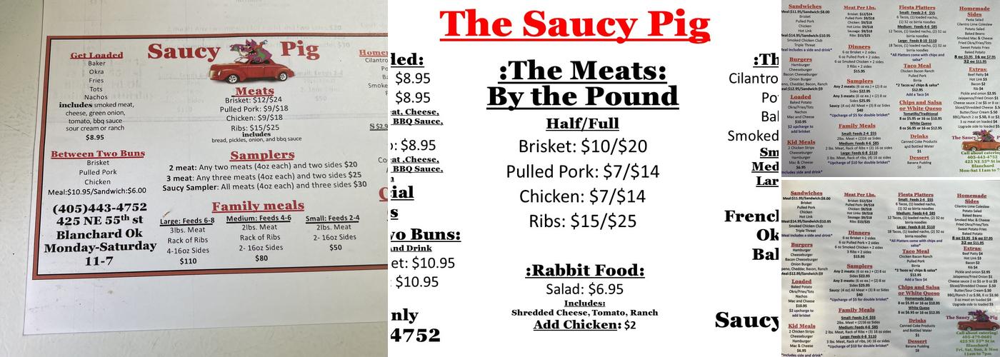 The Saucy Pig Menu