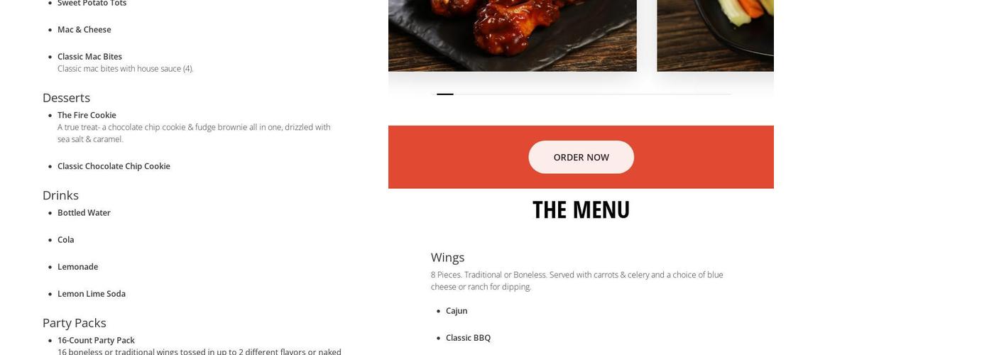 Firebelly Wings Menu