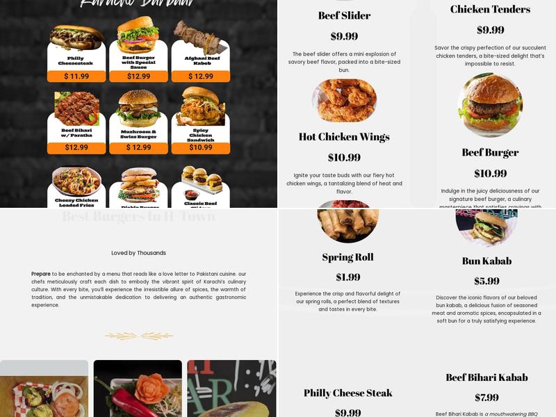 Karachi Darbaar (Food Truck) Menu