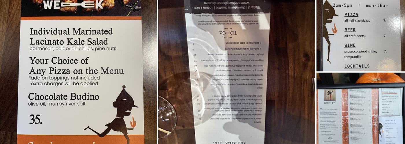 Serious Pie Totem Lake Menu