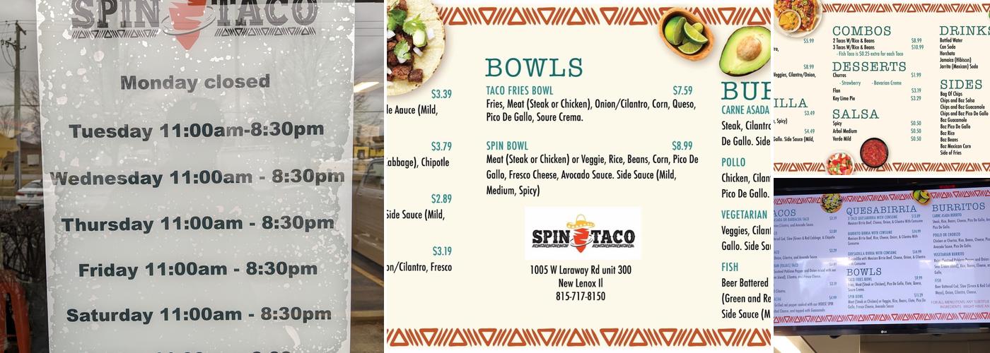 Spin Taco Menu