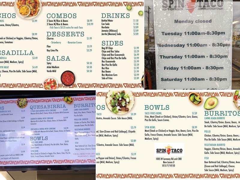 Spin Taco Menu