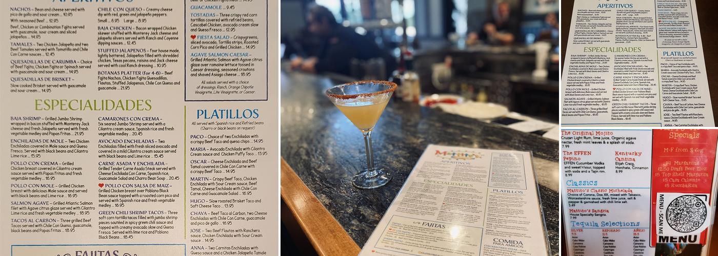 Mattito’s Tex-Mex Menu
