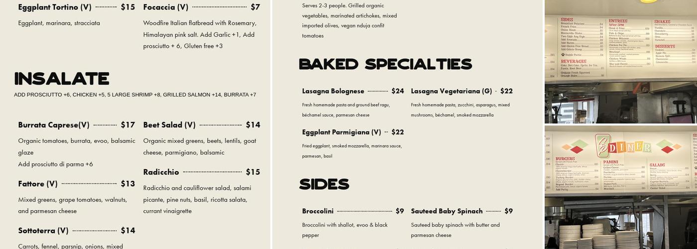 GP Diner Menu