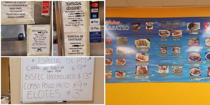 Mariscos del Pacifico Menu