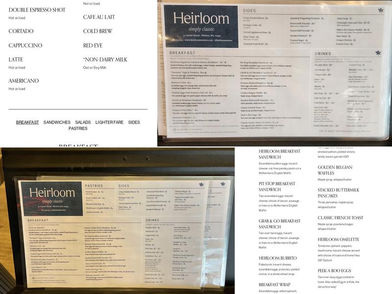 Heirloom Menu