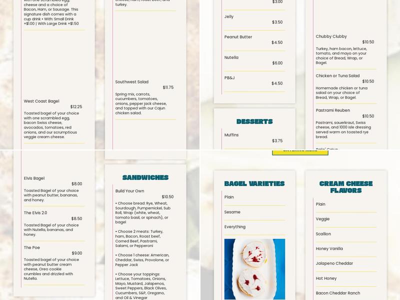 Aloha Bagel Too Menu