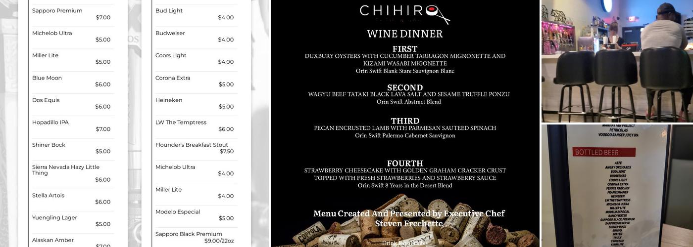 Chihiro Sushi & Bar Menu