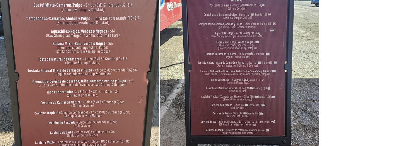 Mariscos El Garage Menu