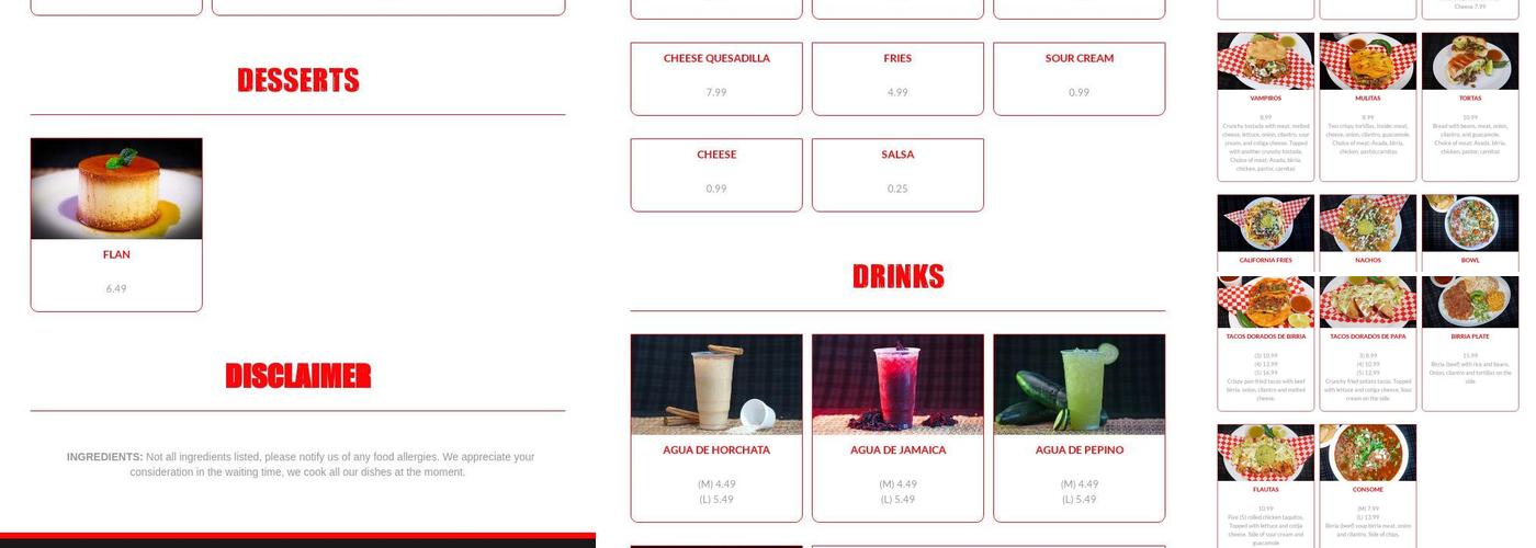 Tacos El Goloso Menu