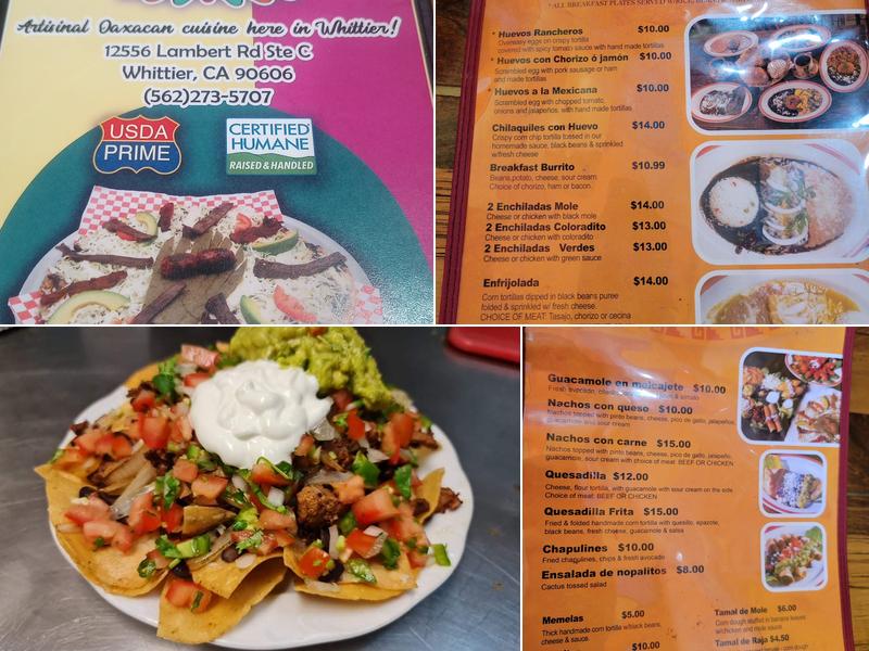 Maria Sabina Oaxacan Restaurant Menu