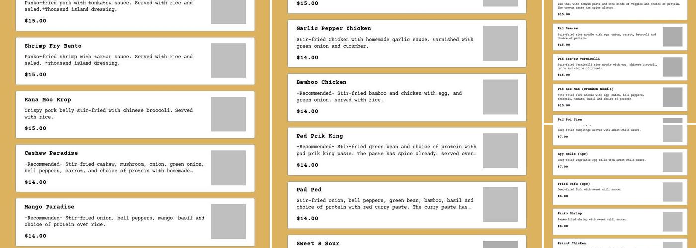 Krua Bangkok Corner 14 Menu