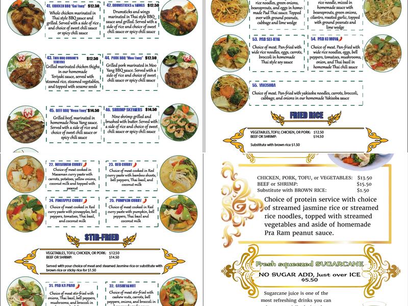Thai BBQ Cuisine Menu