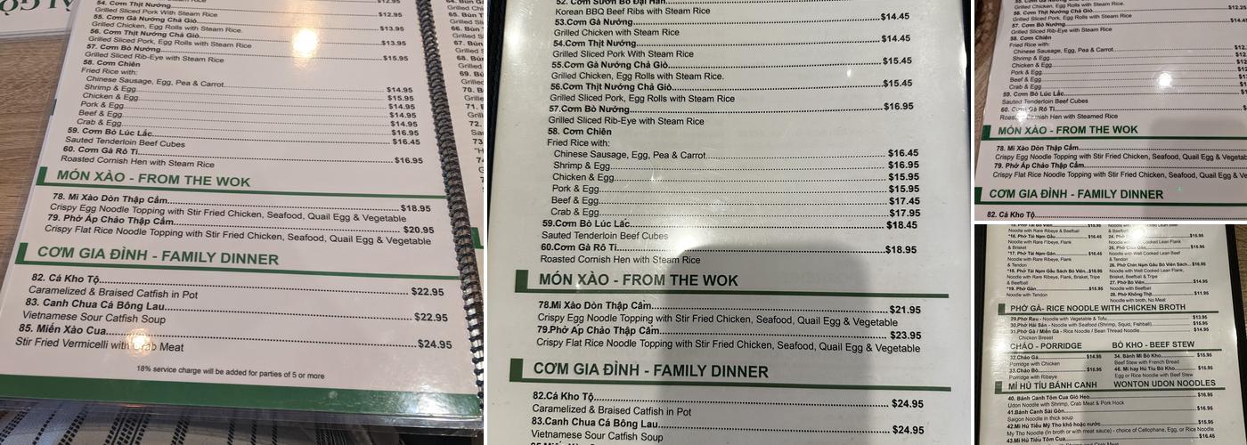 Pho Saigon 8 Menu