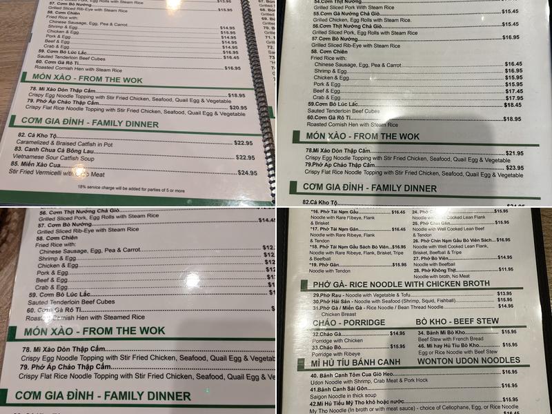 Pho Saigon 8 Menu