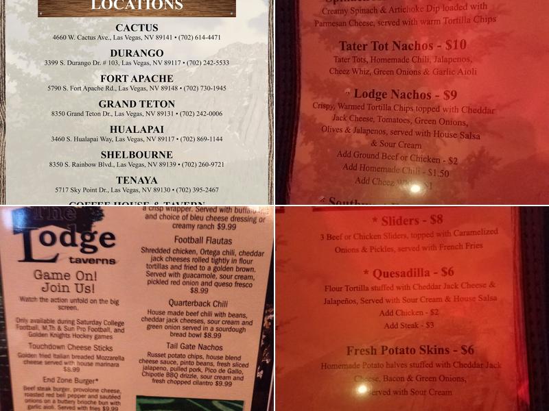 The Lodge Grand Teton Menu