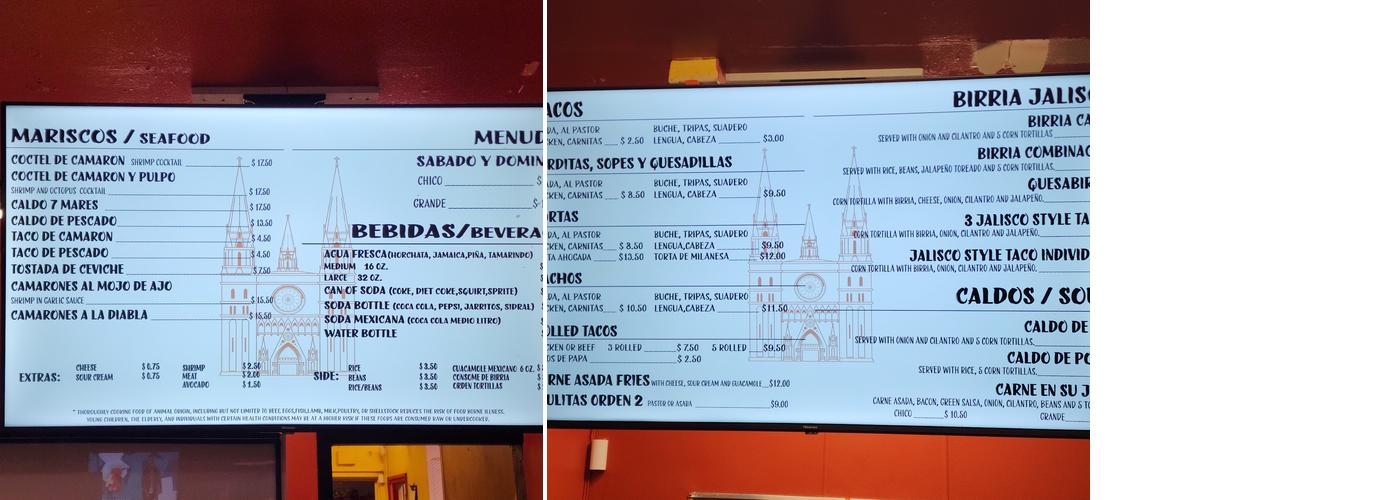 Taqueria Arandas Menu