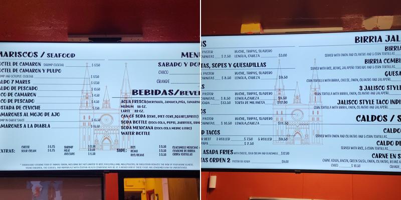 Taqueria Arandas Menu