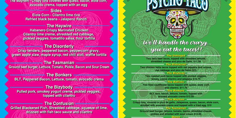 Psycho taco Menu