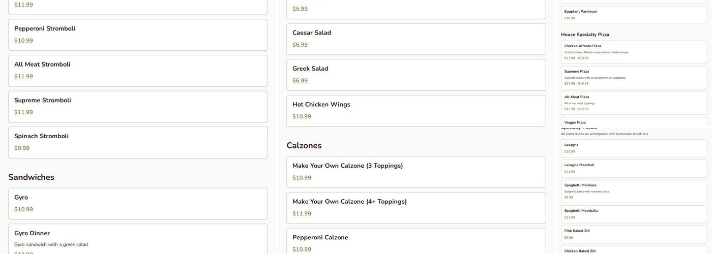 Giorgio's Pizza and Pasta Menu