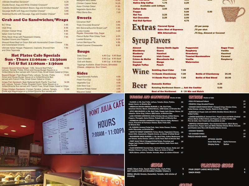 Point Julia Cafe Menu