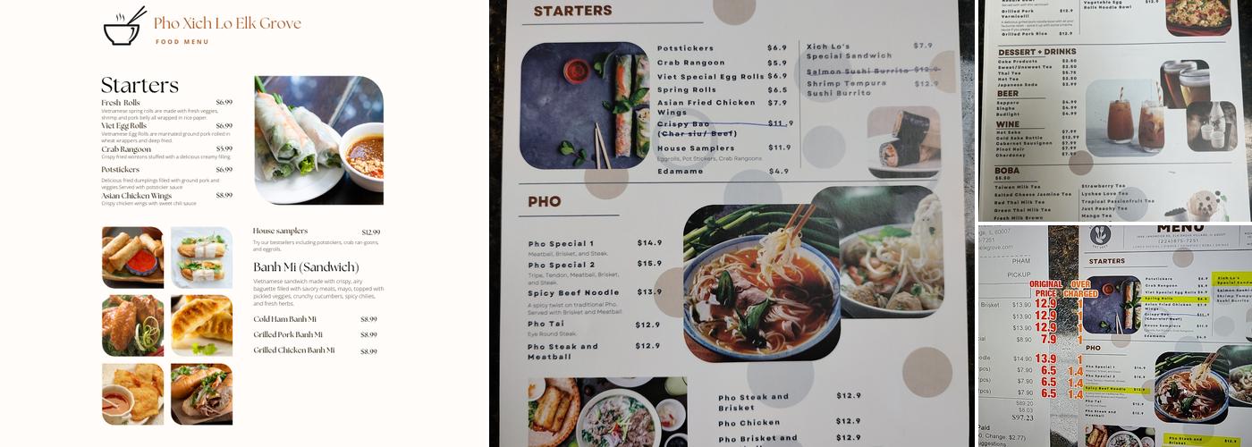 Pho Xich Lo Elk Grove Menu