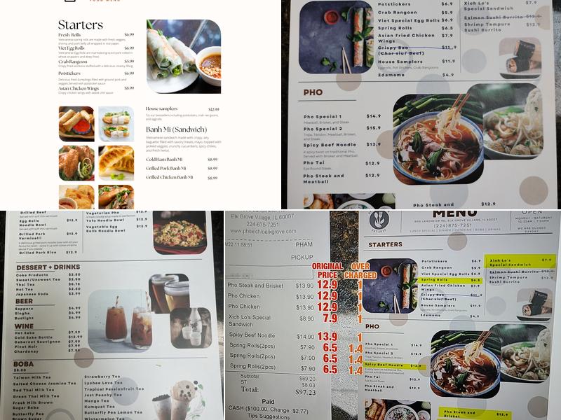 Pho Xich Lo Elk Grove Menu