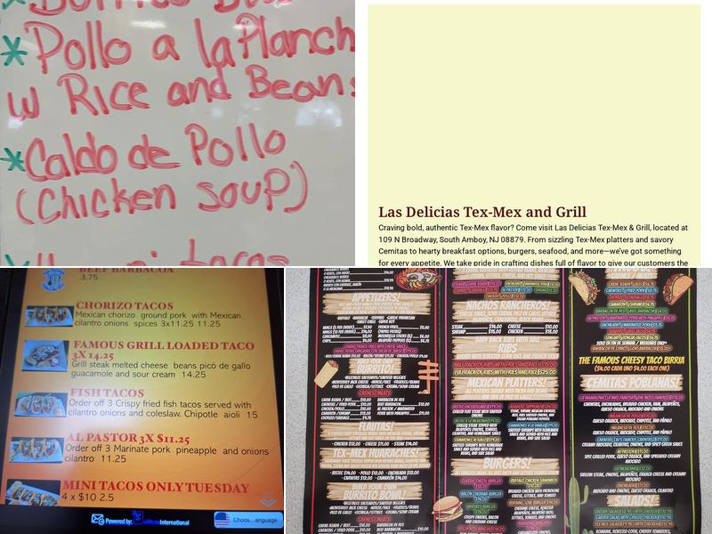 Las Delicias Tex-Mex and Grill Menu