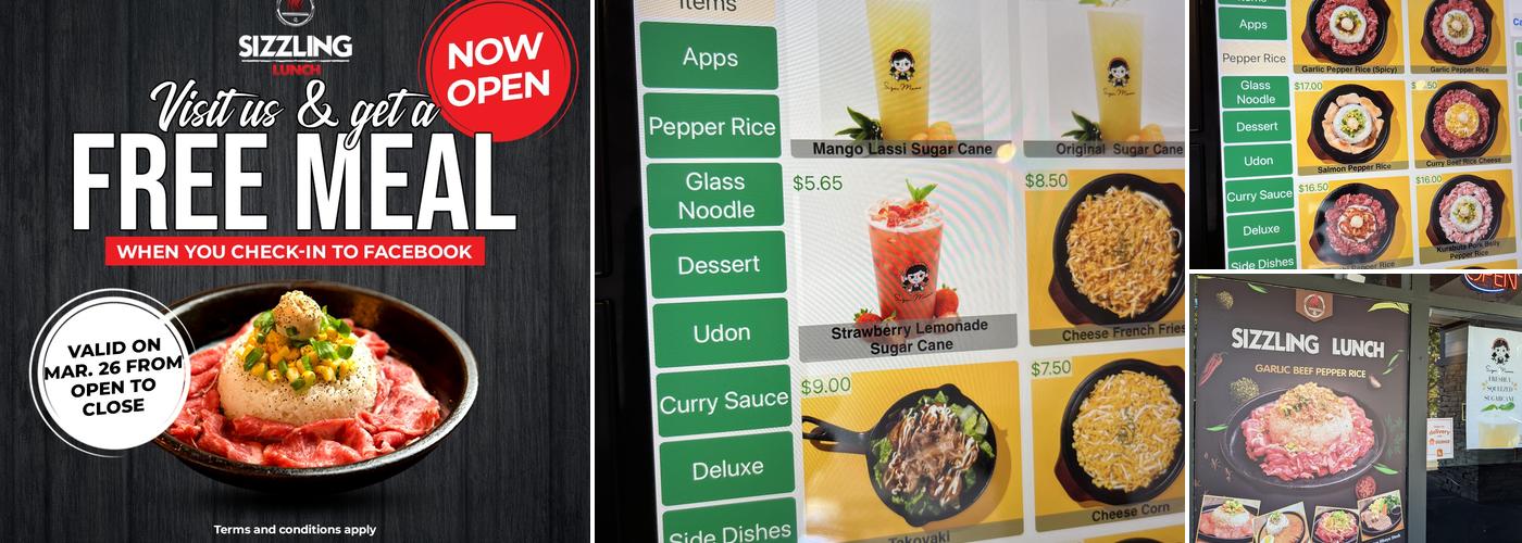 Sizzling Lunch Menu