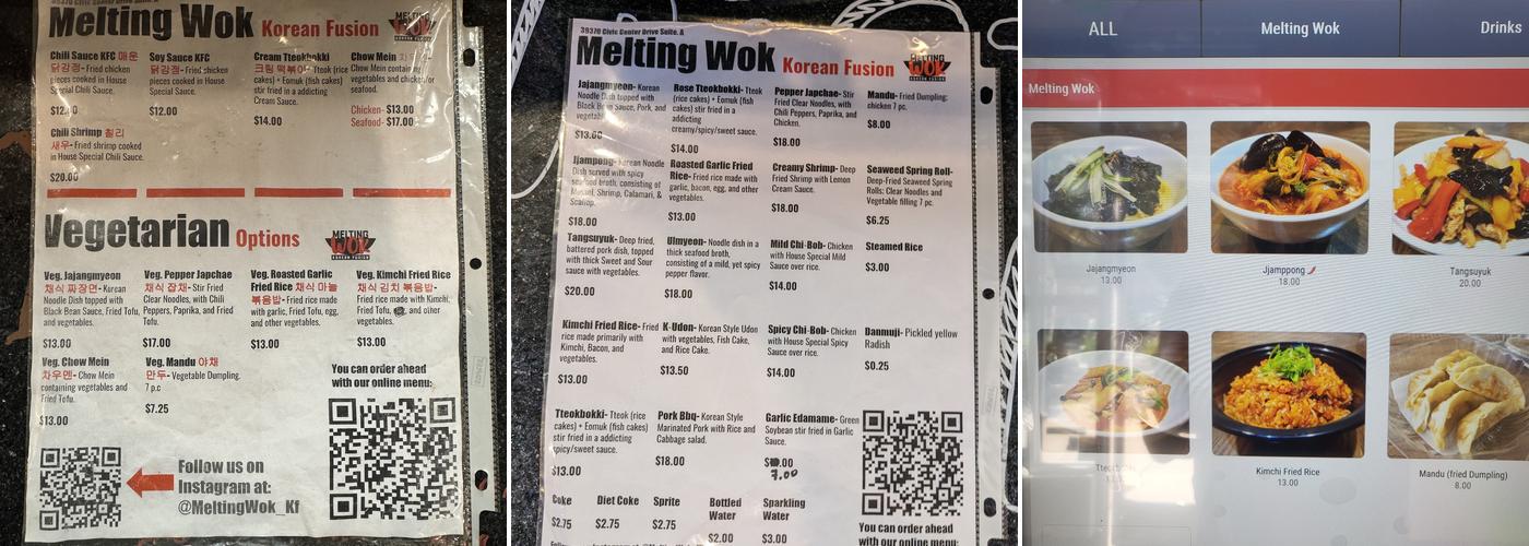 Melting Wok Menu