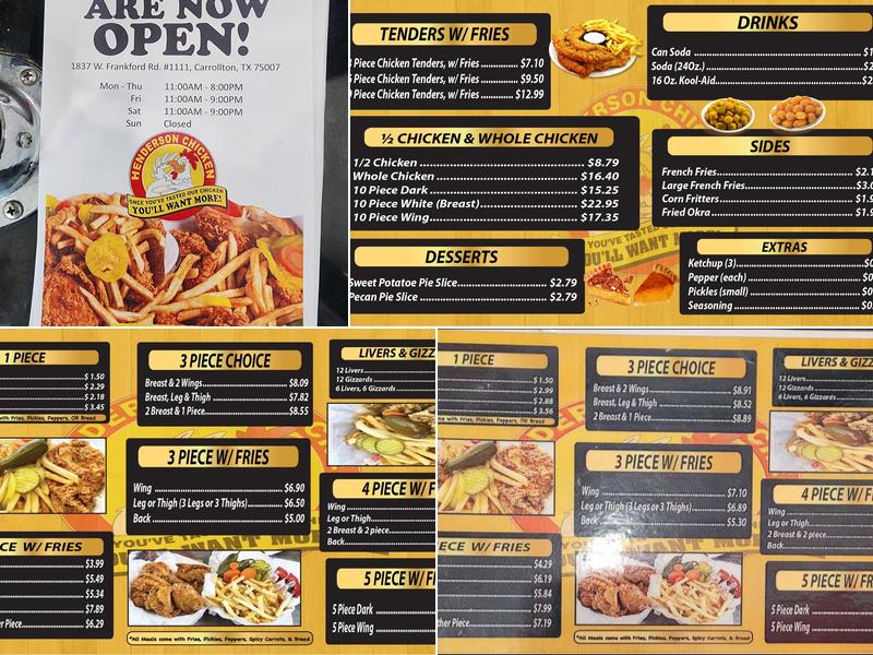 Henderson Chicken Menu