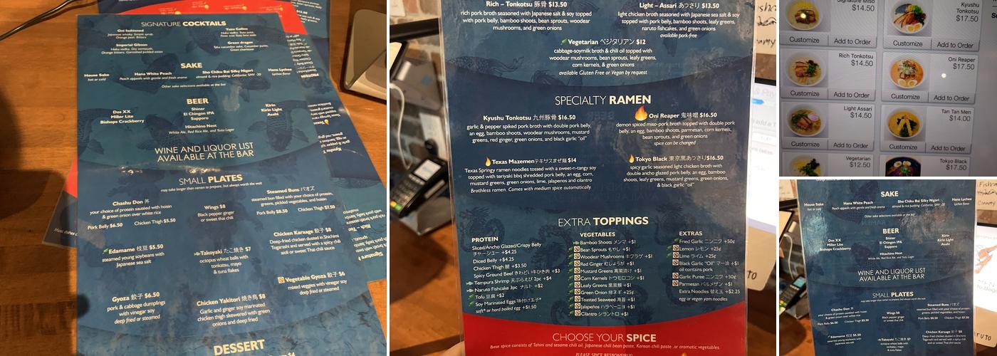 Oni Ramen Menu