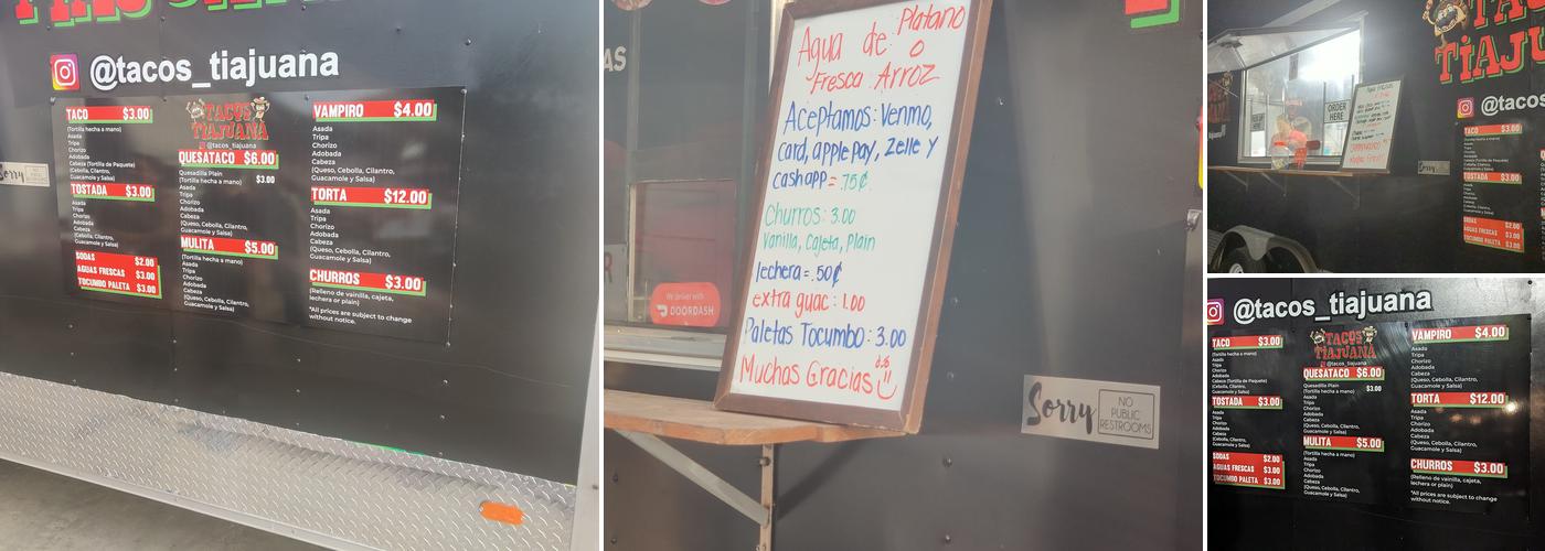 Taco's Tiajuana Menu