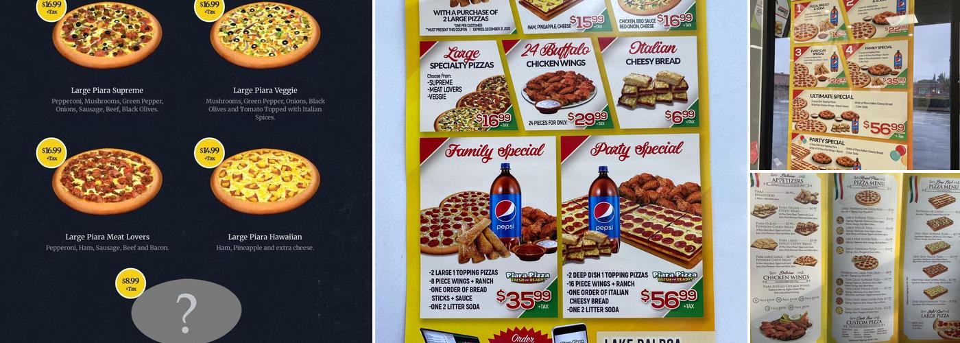Piara pizza Menu