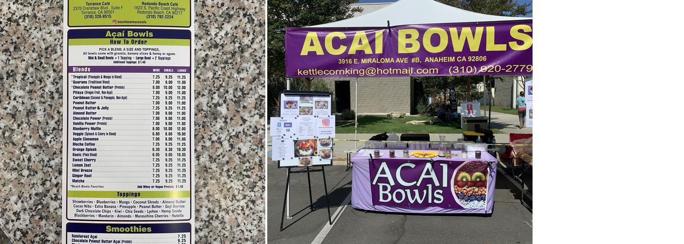South Bay Açaí Bowls Menu