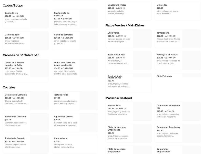 El Ancla Restaurant & Bar Menu