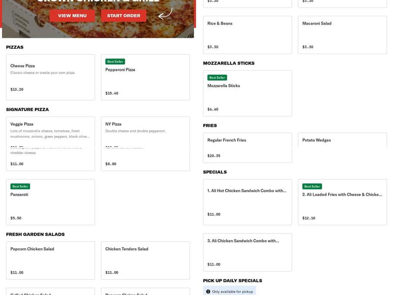 Crown Chicken and Grill Menu
