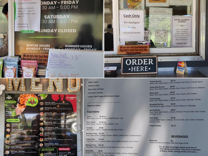 Le torito Menu